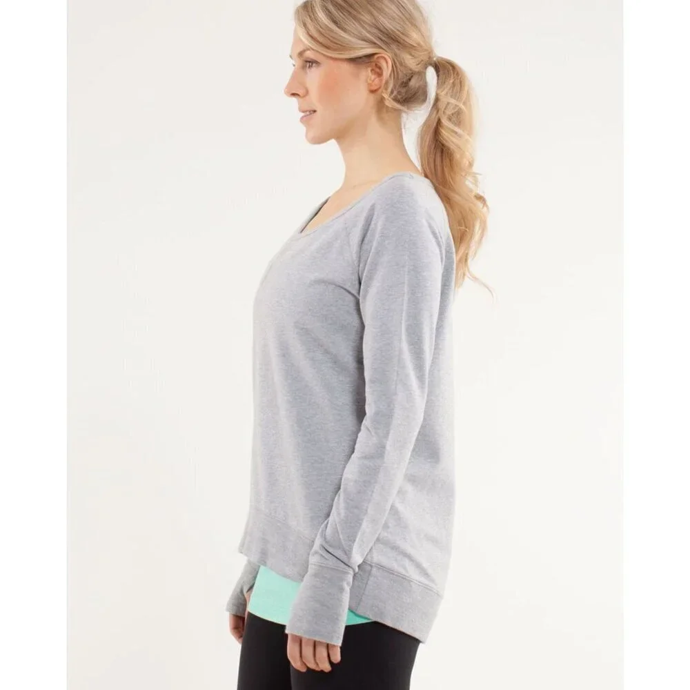 Lululemon Heathered Fossil Meditate Pullover Sweatshirt Size 10 - 2957